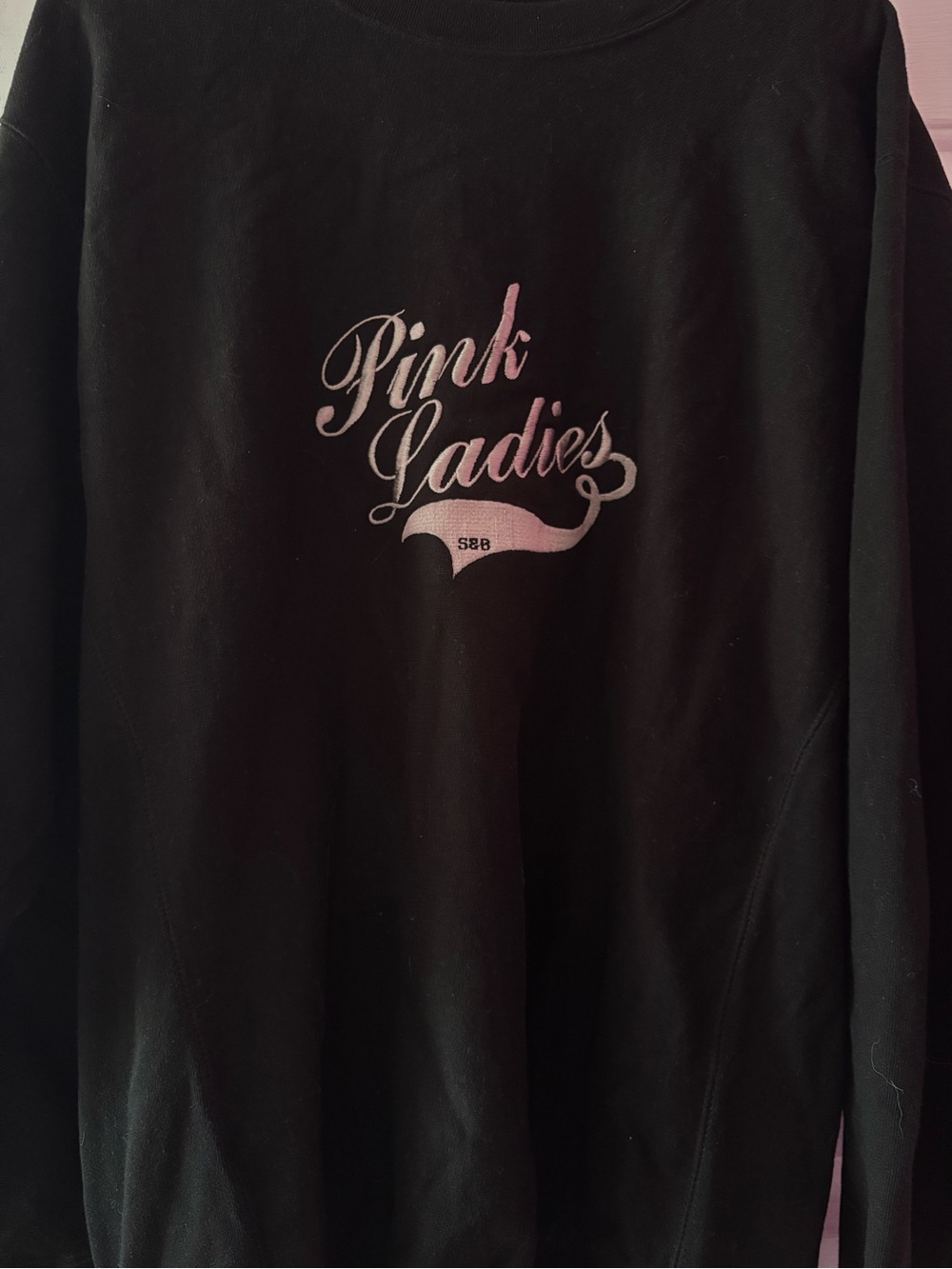 Vintage Steve & Barry's Pink Ladies Crewneck Sweatshirt Black Large - Picture 7 of 10